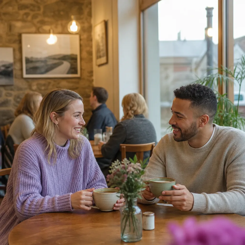 Coffee cups on a café table ready for a relaxed first meeting
